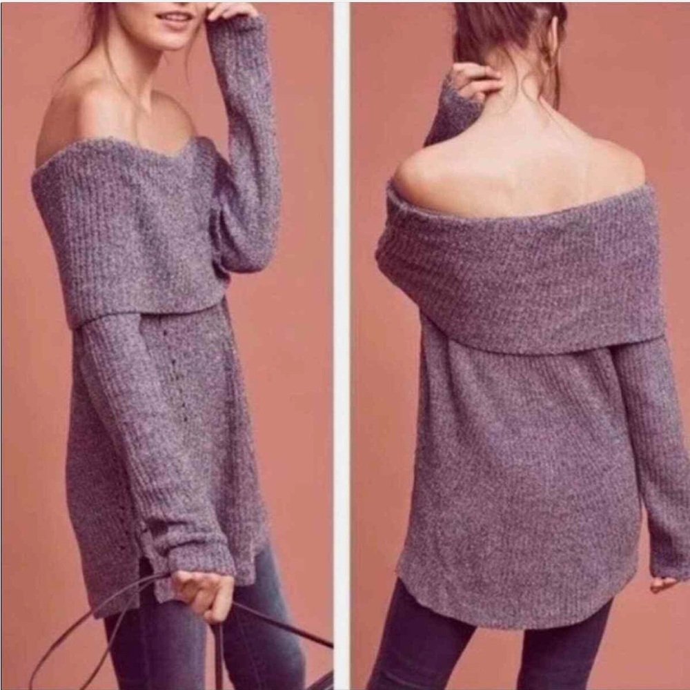 Anthropologie Moth Lucerne Chenille Off shoulder sweater- Small